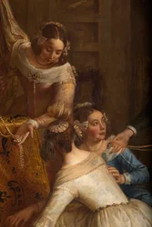 Iglesia parroquial (Eglise Saint-Brice). Pintura "La Archiduquesa Isabel de España donando sus joyas a la basílica de San Martín de Halle". Gaspar de Crayer.