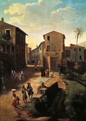 Vista de Tívoli, por Gaspar van Wittel (1652 o 1653-1736) (detalle)