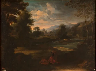 Dughet - Paisaje con tres figuras, 1648 - 1650