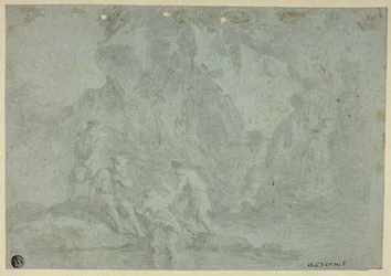Paisaje rocoso con figuras
