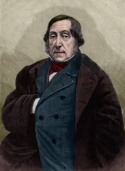 Retrato de Gioachino Rossini (1792-1868), compositor italiano - Grabado a partir de la fotografía de Nadar