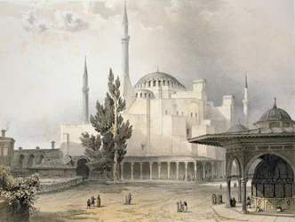 Patio de Hagia Sophia (lámina 15), grabado por Louis Haghe (1806-85) publicado en 1852