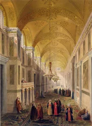 Haghia Sophia, lámina 2: el nártex, grabado por Louis Haghe, publicado en 1852