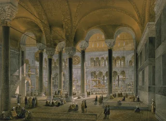 Hagia Sophia, lámina 6: la nave norte, grabado por Louis Haghe, publicado en 1852