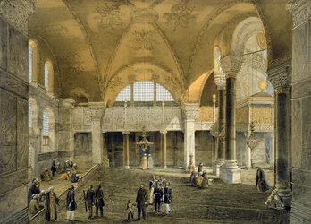 Hagia Sophia, lámina 9: la nueva Galería Imperial, grabado por Louis Haghe (1806-85) publicado en 1852