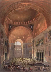Interior de Santa Sofía, Constantinopla, pub. 1852
