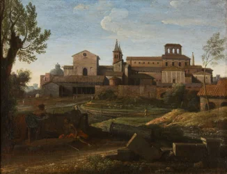 Paisaje italianizante con vista de San Giovanni en Laterano, c.1672-75