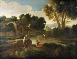 Paisaje clásico con figuras