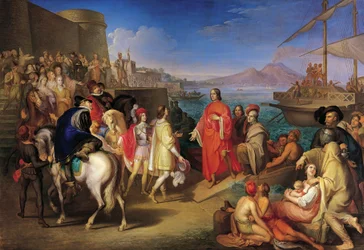 Desembarco de Lorenzo el Magnífico en Nápoles, por Gaspero Martellini