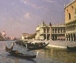 Venecia: Palacio Ducal, Biblioteca Marciana y Santa Maria della Salute en la Distancia
