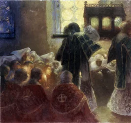 Traslado de las Santas Reliquias (Translación de las Santas Reliquias). Pintura de Gastón de La Touche (1854-1913). Arte francés del siglo XIX. Óleo sobre tela. Museo del Hermitage, San Petersburgo.