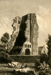 Ruinas de un monasterio en Canterbury, c1842