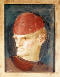 Italia, Varallo, Fragmento de fresco de una cabeza