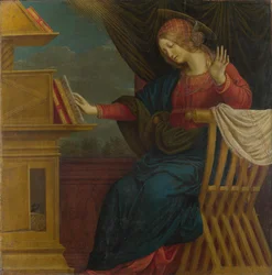 Panel de la Virgen María de un retablo: La Anunciación, antes de 1511