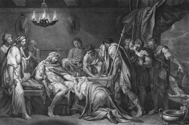 Príamo redime el cuerpo muerto de Héctor, Domenico Cunego, 1764