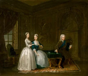 Retrato de John, 2º Duque de Montagu, su esposa y su hija menor, c. 1730