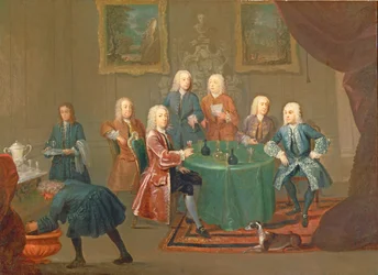 Los hermanos Clarke con otros caballeros tomando vino, c.1730-35