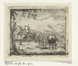Paisaje con putto y vaca