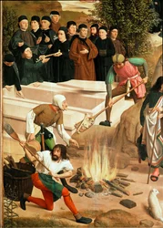 El destino de los huesos de Juan el Bautista (pintura sobre madera de roble)