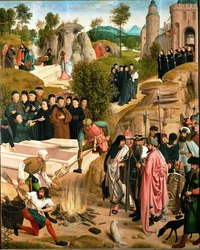 El destino de los huesos de San Juan Bautista (pintura sobre madera de roble)