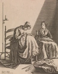 Dos mujeres cosiendo, Placa 1 de Cinco ocupaciones femeninas, ca. 1640-57
