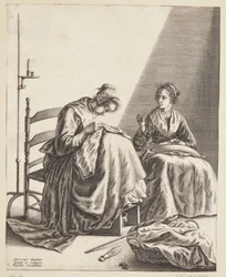 Dos mujeres cosiendo
