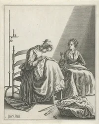 Dos mujeres cosiendo