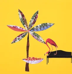 Flamenco con naranjas (collage)