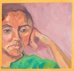 Chica en el estudio (óleo sobre papel)