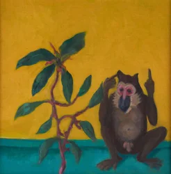 Monkey says No, 2024 (óleo sobre tabla)