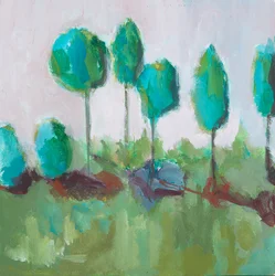 Fila de árboles (acrílico sobre tabla)