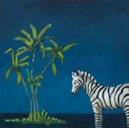 Cebra con palmera, 2019 (óleo sobre lienzo)