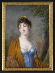 Dama de azul con chal amarillo, c.1800 (acuarela sobre marfil)