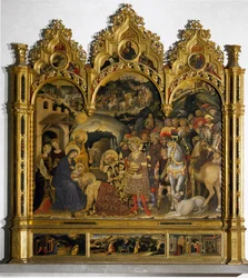 Retablo de la Adoración de los Magos (Pala Strozzi). Pintura de Gentile da Fabriano (Gentile di Niccolò)