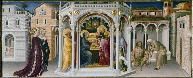 Retablo de la Adoración de los Magos: presentación en el templo (detalle)