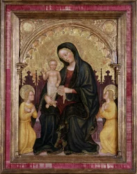Madonna y Niño entronizados con dos ángeles