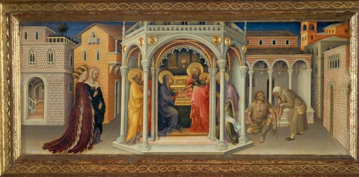 Presentación en el Templo, panel de una predela para un altar en la capilla Strozzi, Santa Trinita, Florencia
