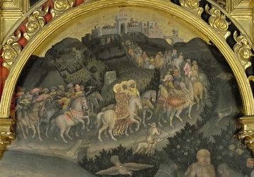 La Adoración de los Magos detalle del viaje a Jerusalén (detalle)
