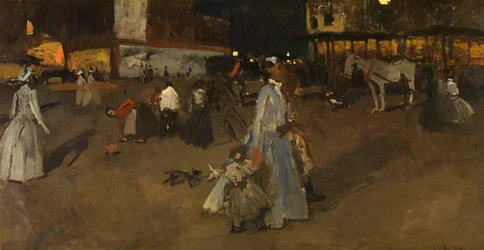 Una tarde en el dique de Amsterdam (óleo sobre lienzo)