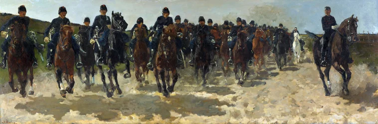 "Cavalry" (Caballería) Pintura de George Hendrik Breitner (1857-1923) - 1883-1888 - Óleo sobre lienzo Dim 137x337 cm Gemeentemuseum Den Haag (La Haya) Países Bajos