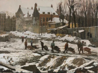 Obra en construcción en Ámsterdam, c. 1902 (óleo sobre tela)