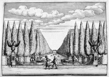 Diseño de castillo y jardín, 1664