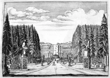 Diseño de castillo y jardín, 1664
