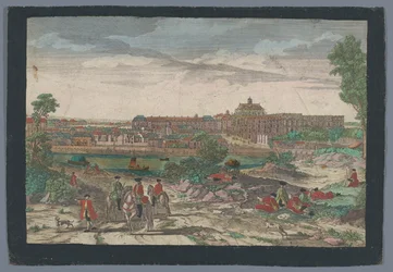 Vista de la ciudad en el Palacio de Versalles Fachada del palacio y parte de la ciudad de Versalles (título sobre objeto)