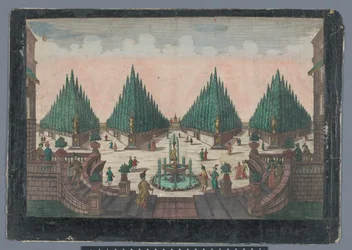 Vista de un jardín de cipreses en Constantinopla. Vista del jardín de cipreses