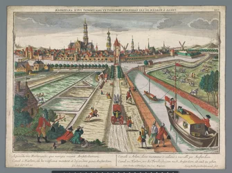 Vista del Canal de Amsterdam en Haarlem Canal zu Harlem, wed die Threckschuijten after Amsterdam ab und zu gehen (título sobre el objeto) Haarlem (título de la serie)
