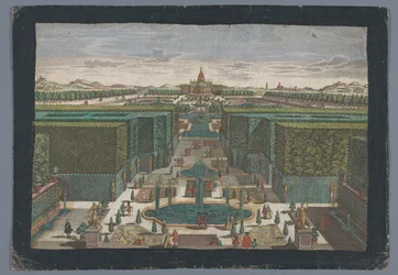 Vista de una avenida en el lado izquierdo de un jardín Spaziergang zur lincken Seite des Lust-Gartens (título sobre el objeto)