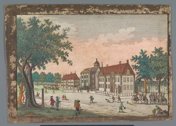 Vista del Palacio Huis ten Bosch en La Haya Gesicht des Lust-Hausses Orange Hall (título sobre el objeto) La Haya (título de la serie)