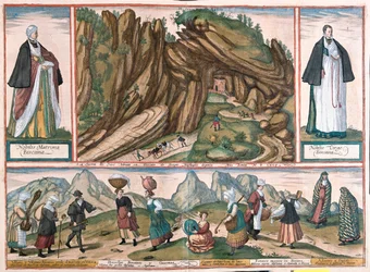 Sierra de Biscaia de Adrianos, Gascona, España - en "Civitates Orbis Terrarum" de Georg Braun, Colonia 1617