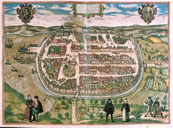 Barth en Pomerania, Alemania - en "Civitates Orbis Terrarum" de Georg Braun, Colonia 1617